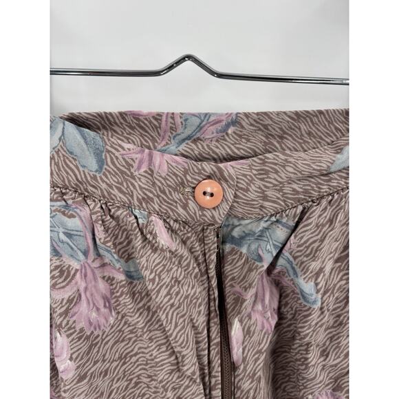 Ms Interpret Vintage Skirt Womens XS Pink Blue Floral Midi Pleated Pockets Zip - Picture 11 of 13